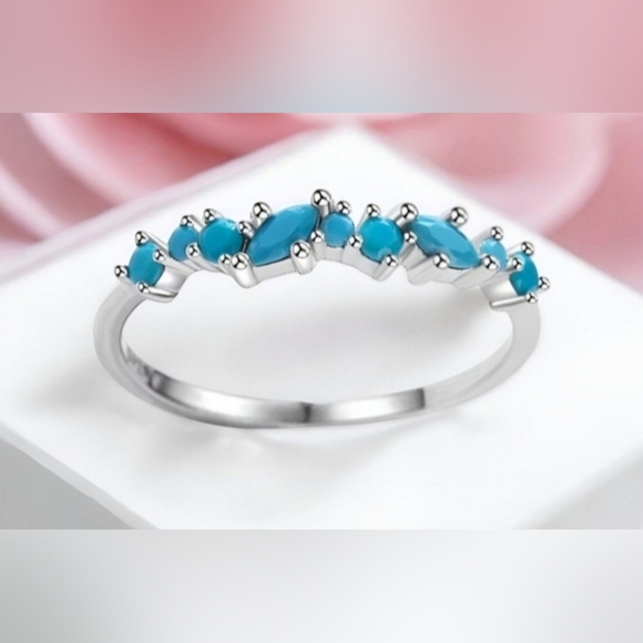 Sterling Silver Ring Dainty Turquoise Womens Jewelry - Picture 4 of 8